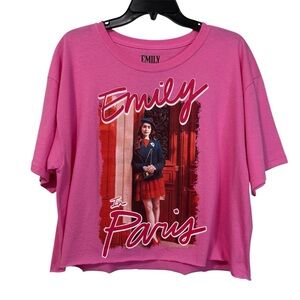 Pink Graphic Oversized Crop Emily in Paris Tee